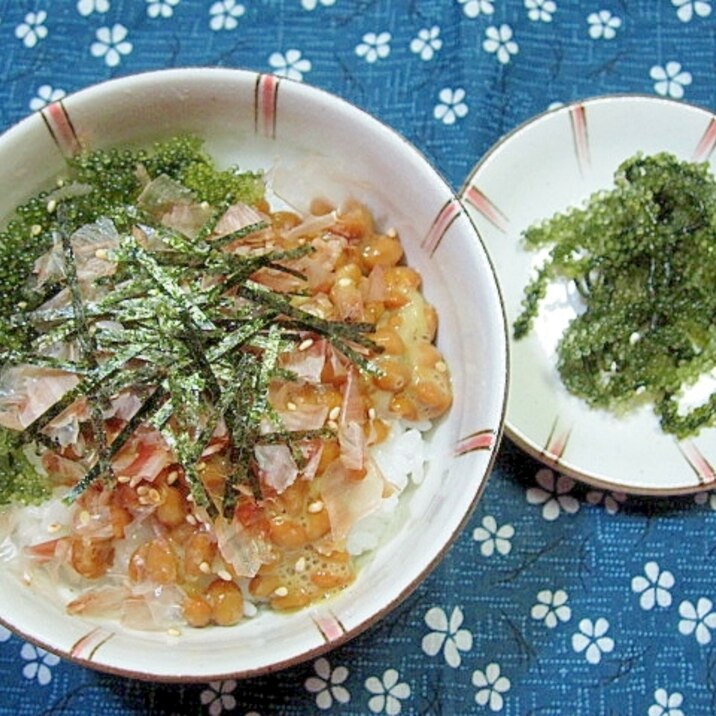 海ぶどうと納豆の小丼